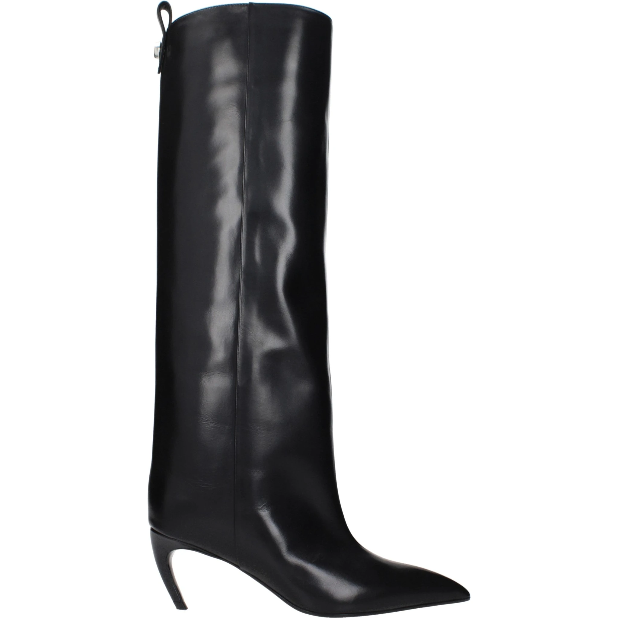 Black Leather High Heel Boots