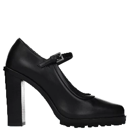 Black Leather High Heel Pumps