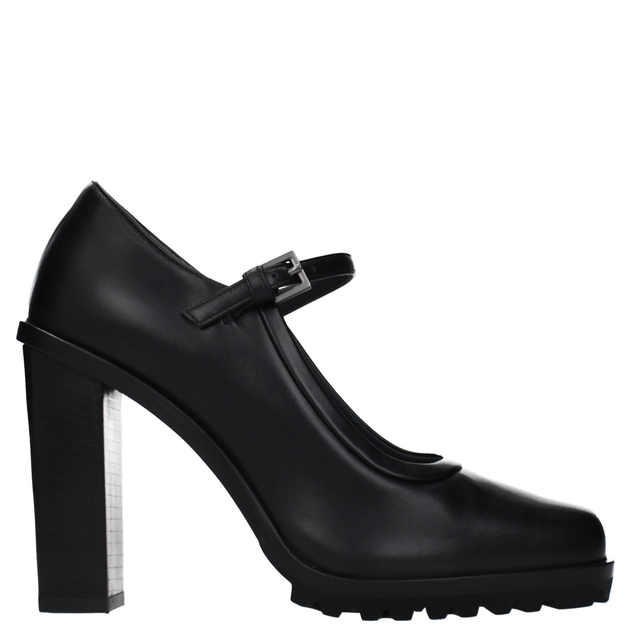 Black Leather High Heel Pumps