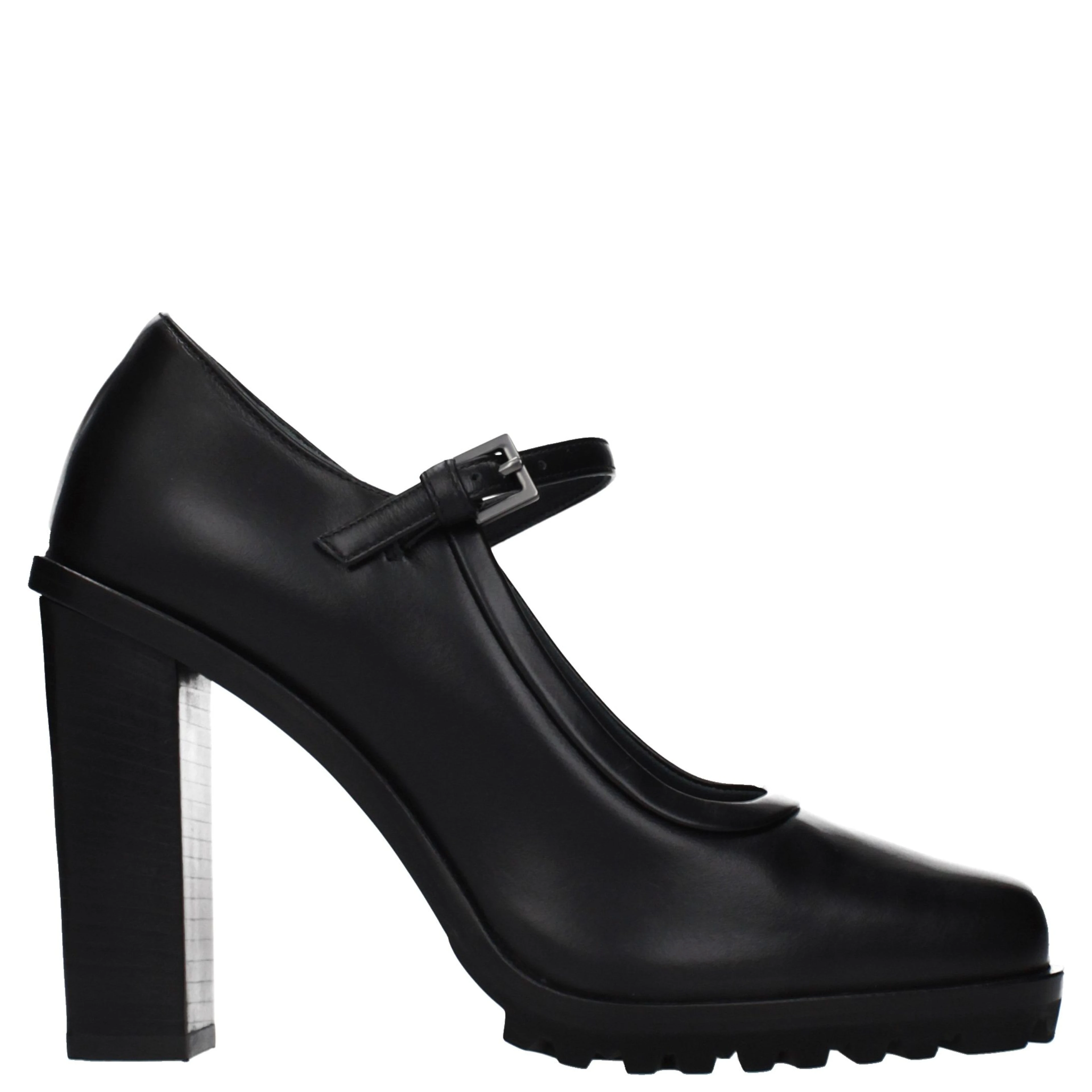 Black Leather High Heel Pumps