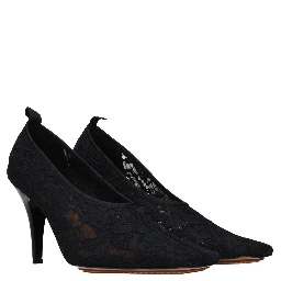 Black Fabric High Heel Pumps