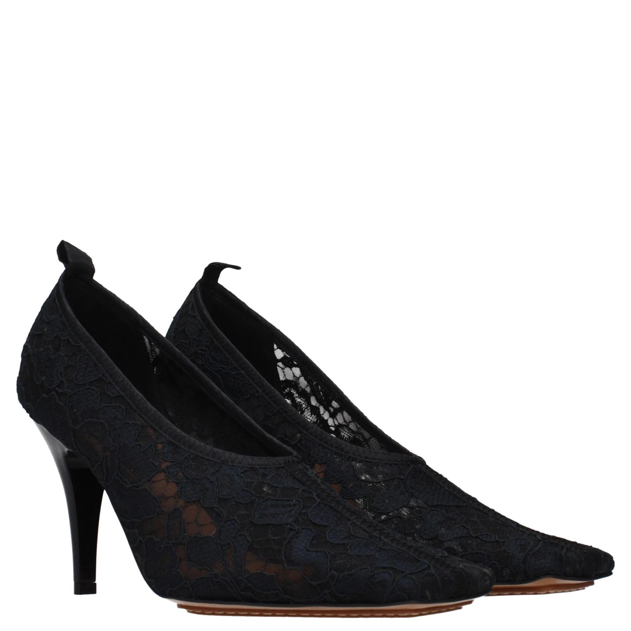 Black Fabric High Heel Pumps