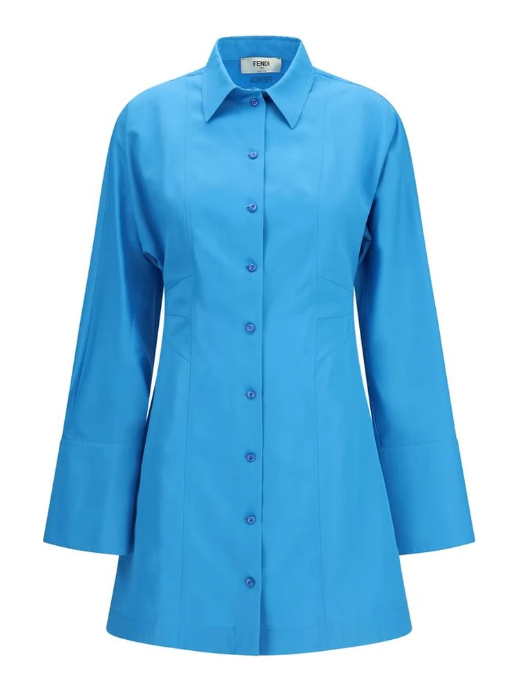 Blue Viscose Casual Dress
