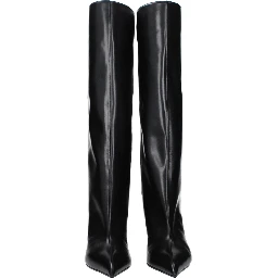 Black Leather High Heel Boots