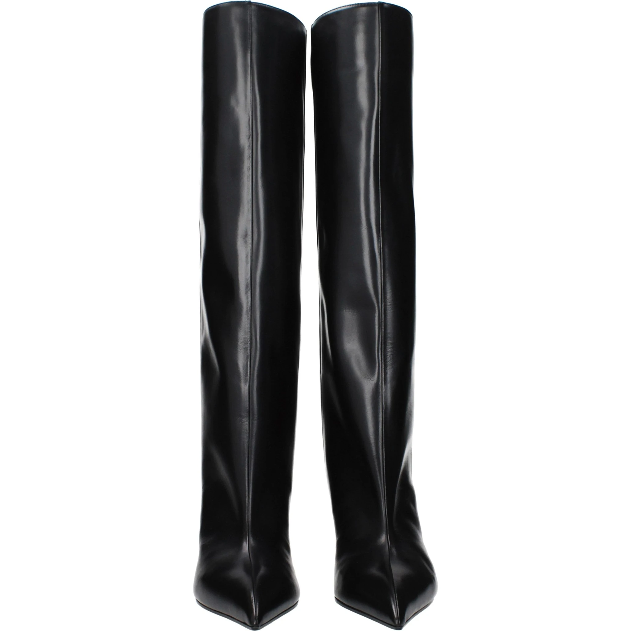 Black Leather High Heel Boots