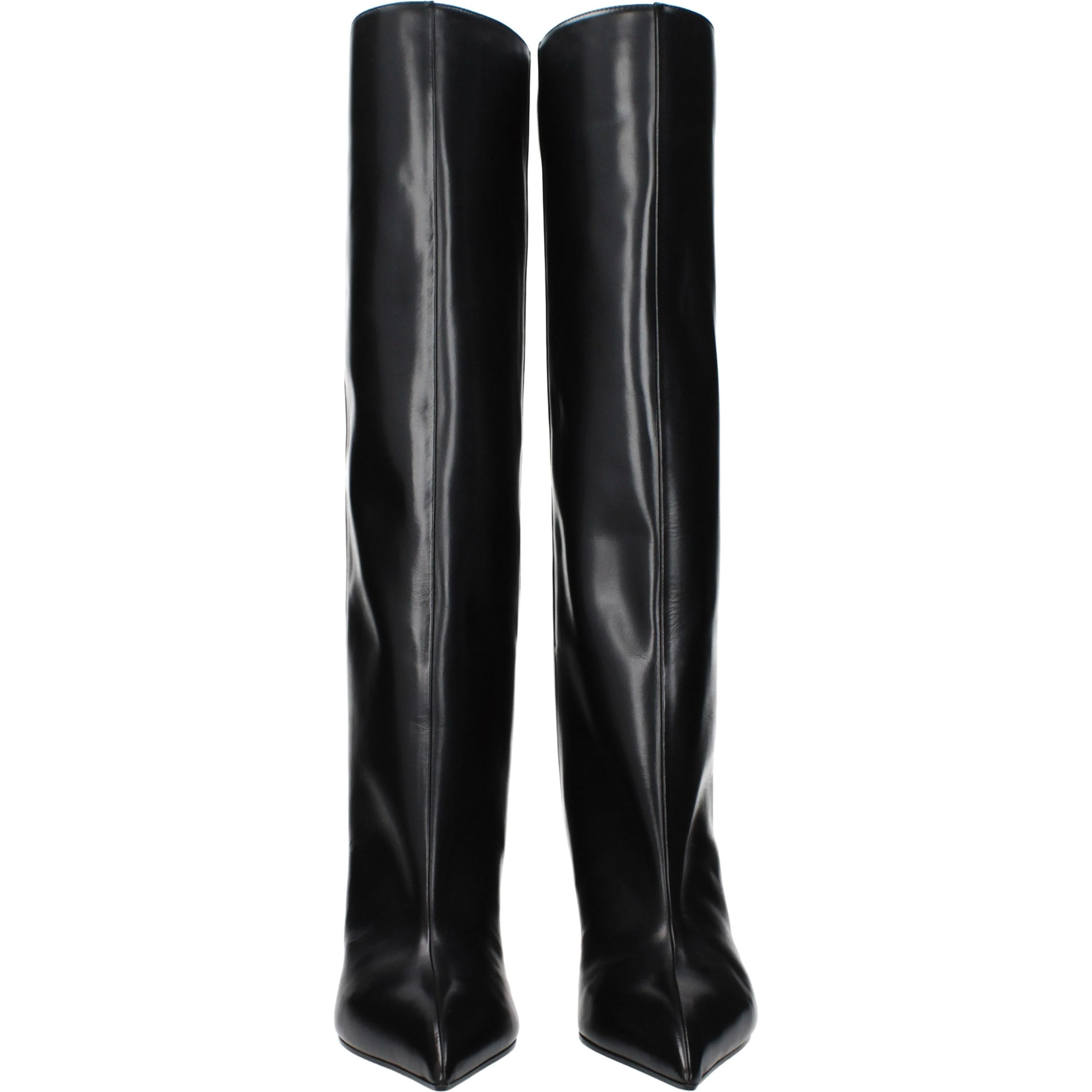 Black Leather High Heel Boots