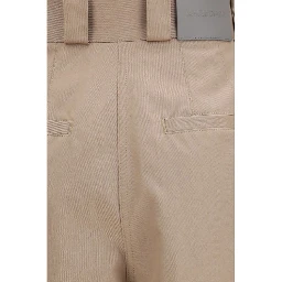 Beige Cotton Flared Pants