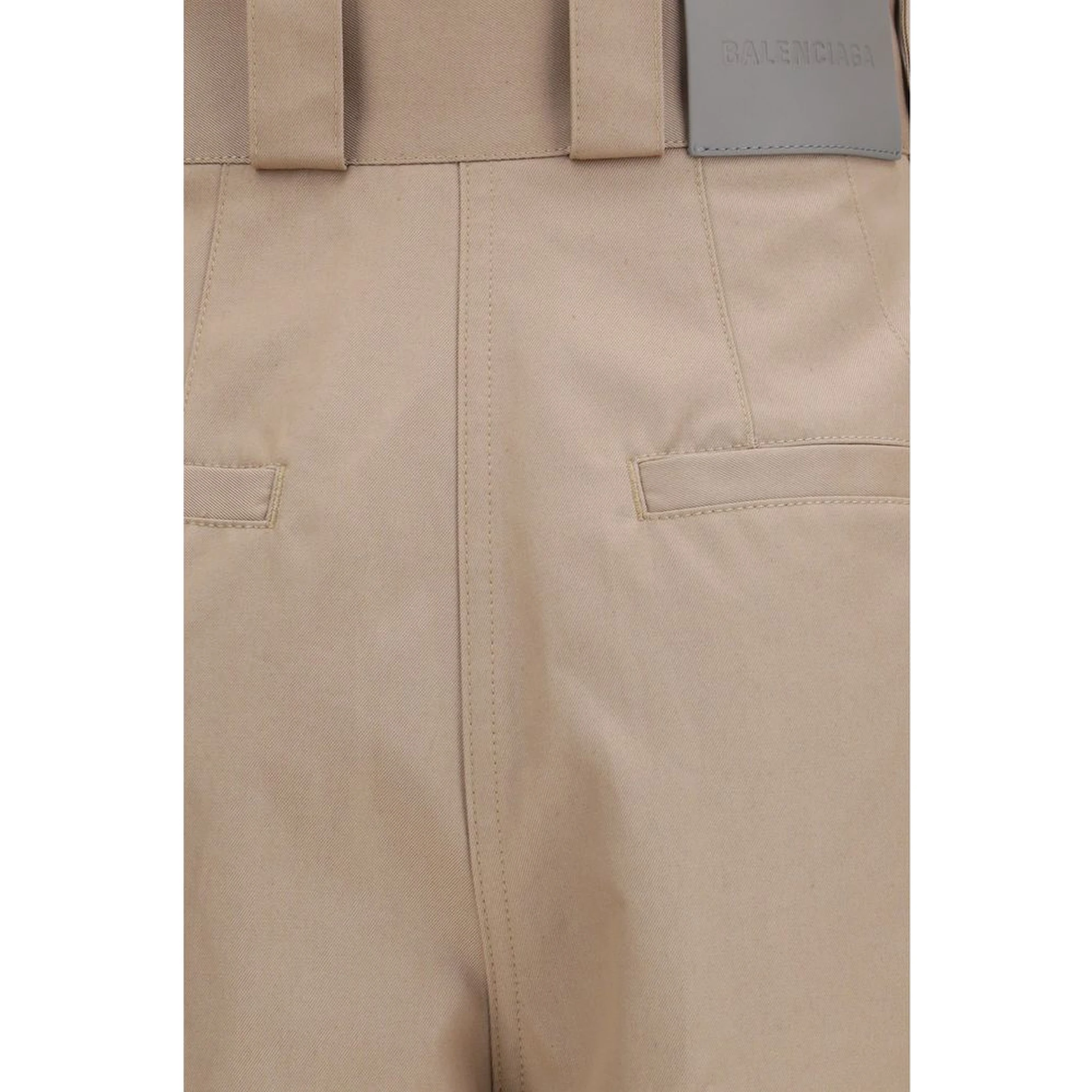 Beige Cotton Flared Pants