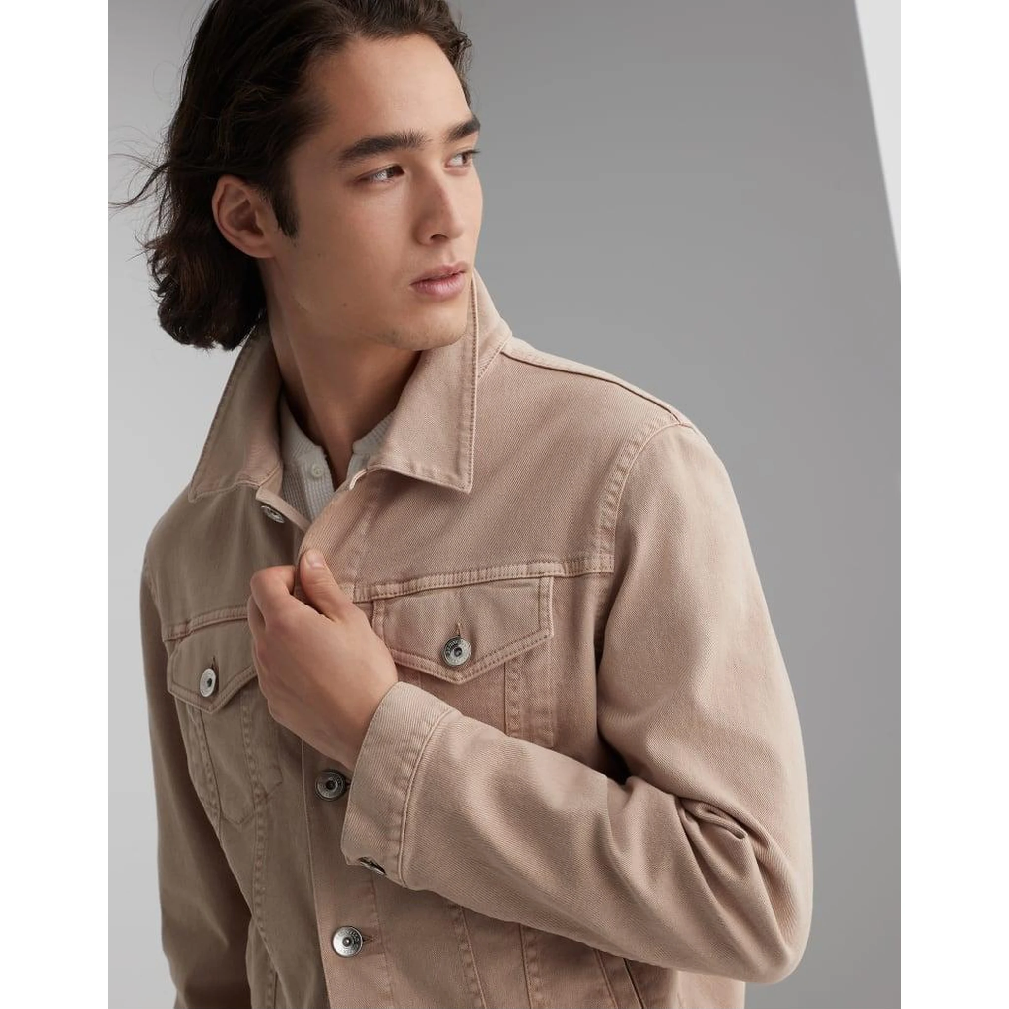 Beige Cotton Denim Jacket