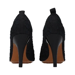 Black Fabric High Heel Pumps