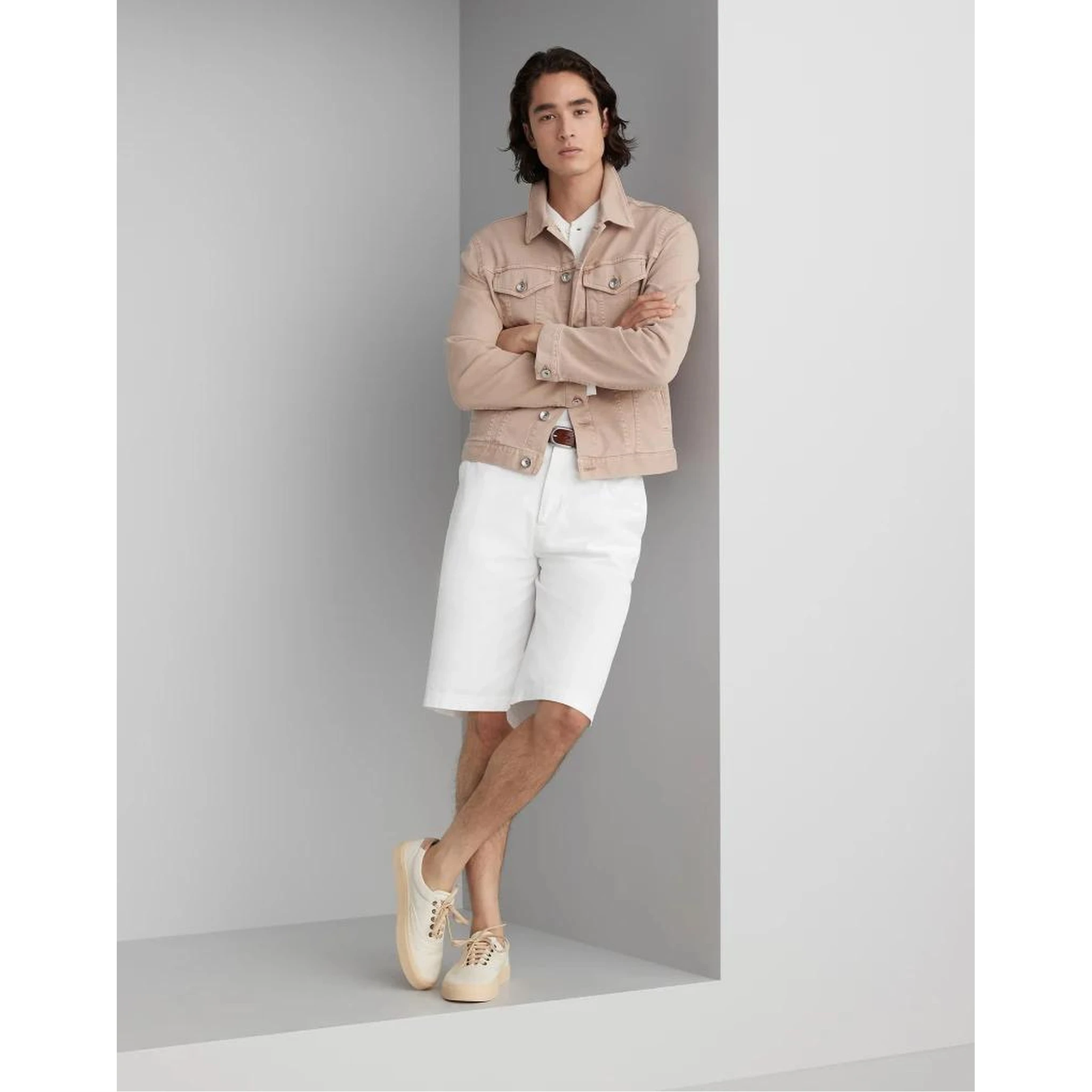 Beige Cotton Denim Jacket