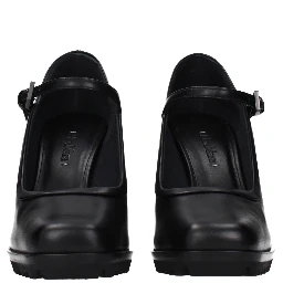 Black Leather High Heel Pumps