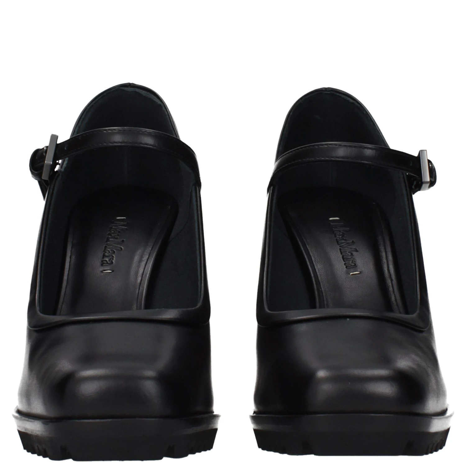 Black Leather High Heel Pumps