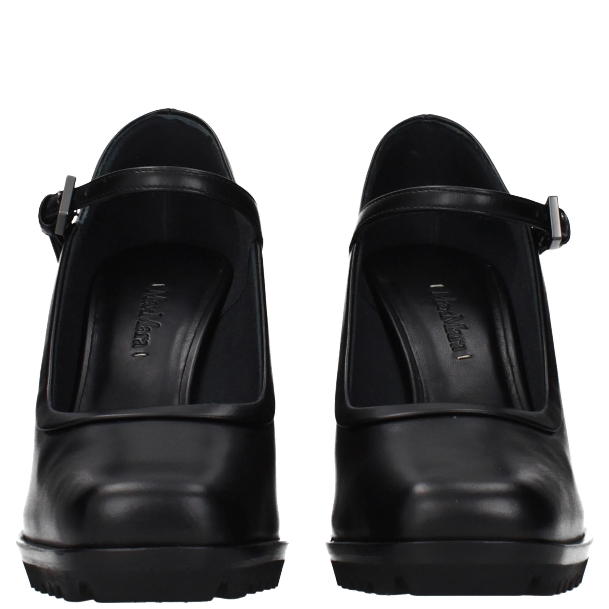 Black Leather High Heel Pumps