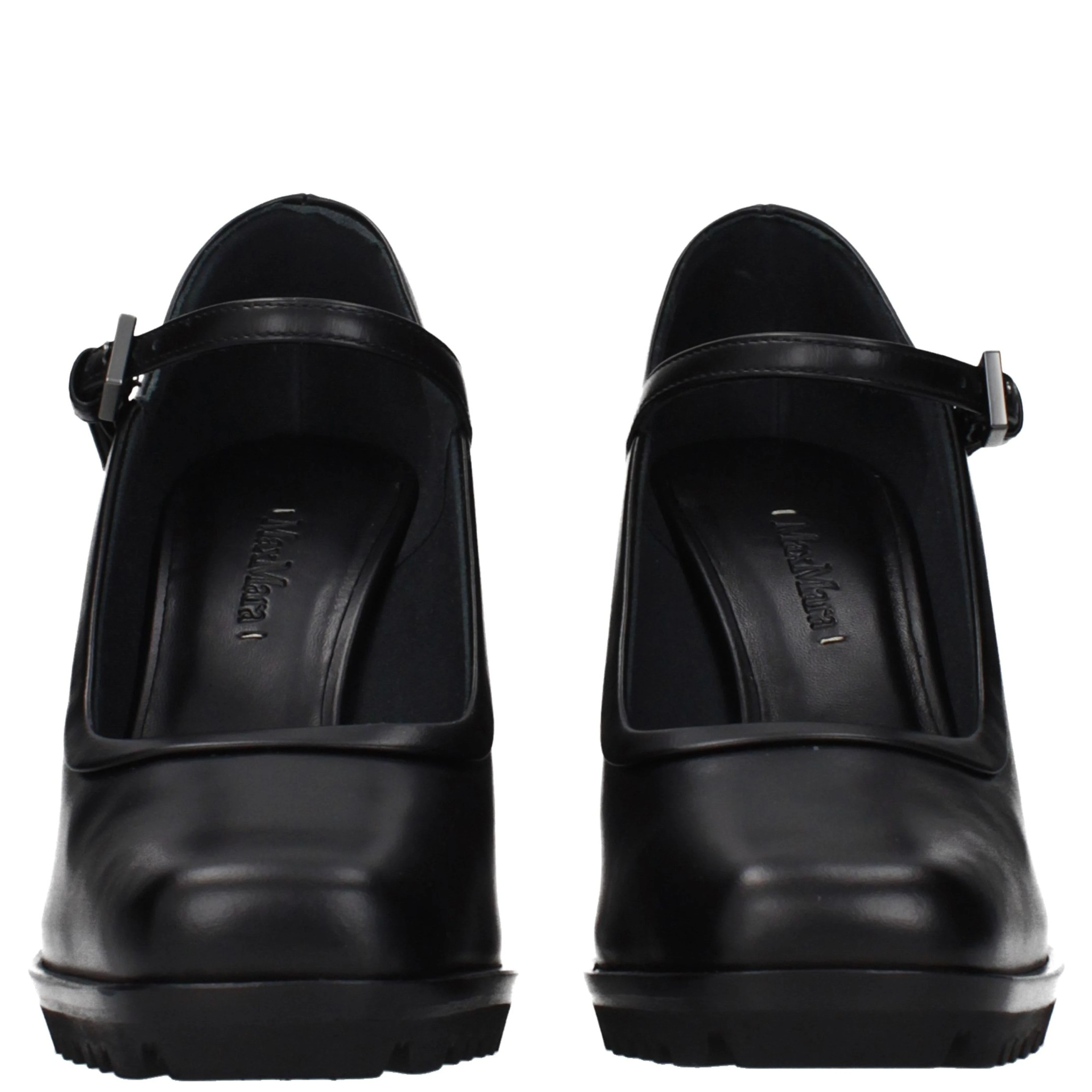 Black Leather High Heel Pumps