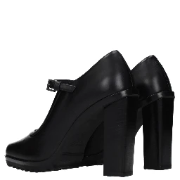 Black Leather High Heel Pumps