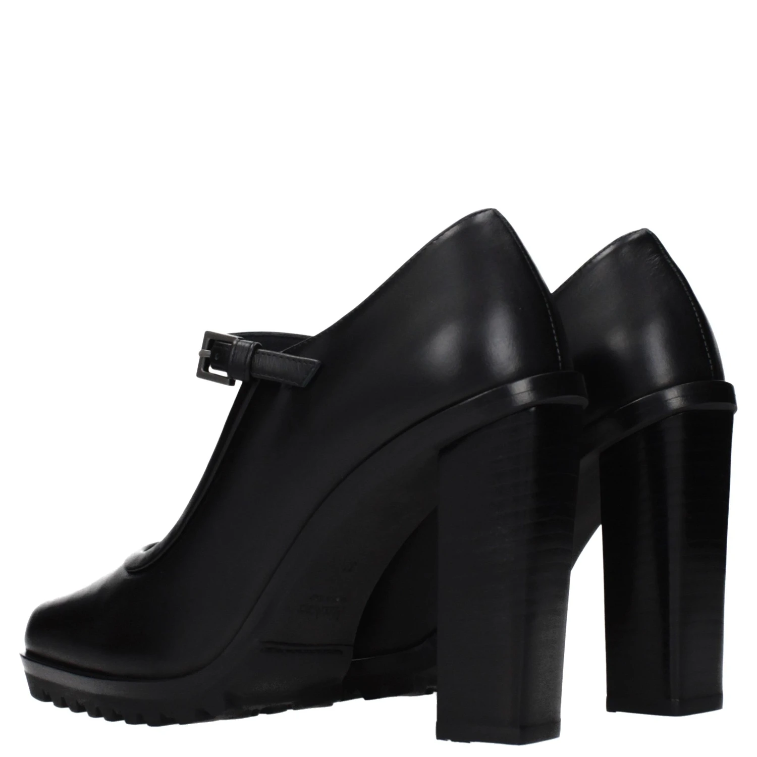 Black Leather High Heel Pumps
