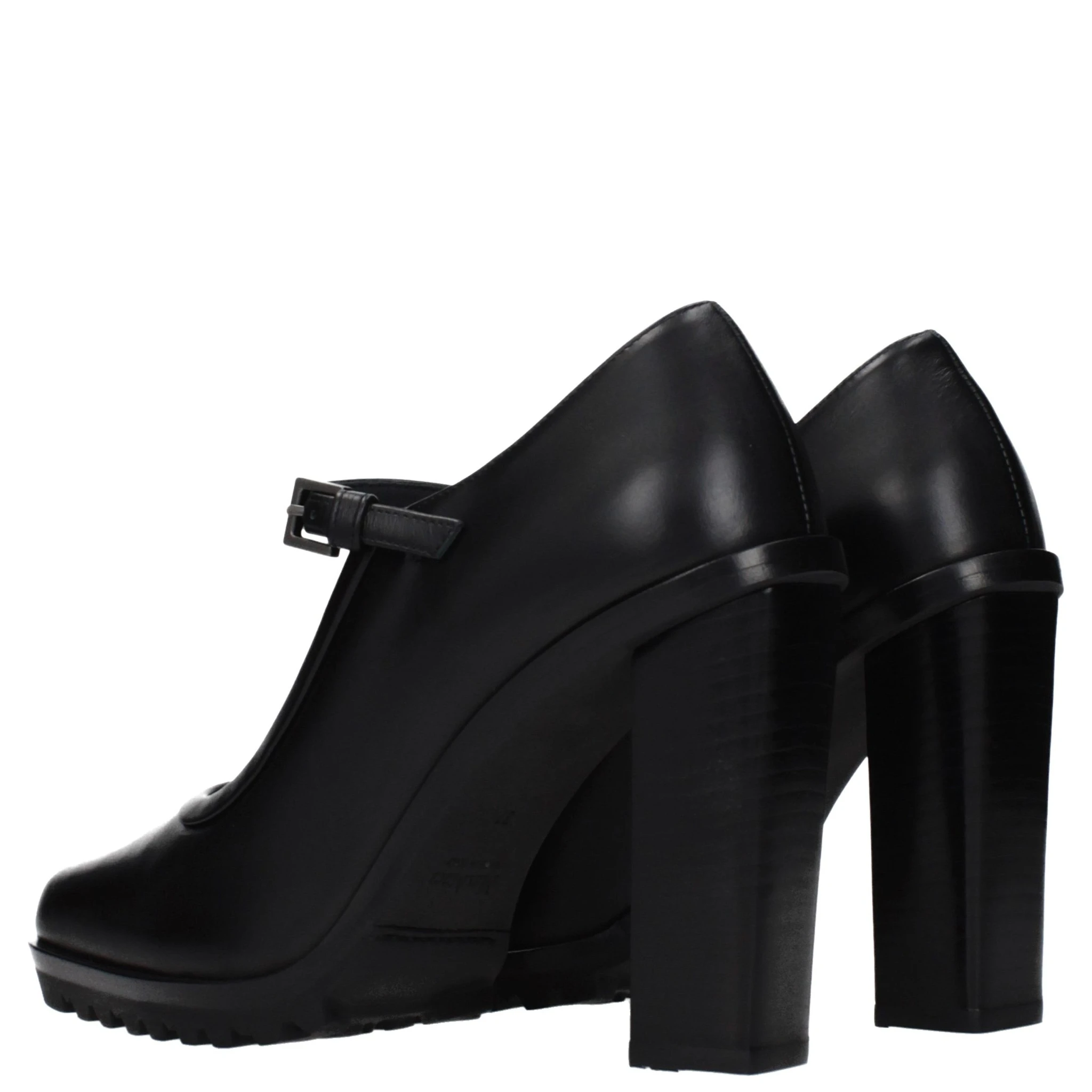 Black Leather High Heel Pumps