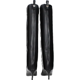Black Leather High Heel Boots