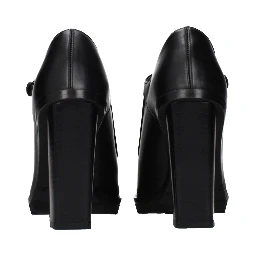 Black Leather High Heel Pumps