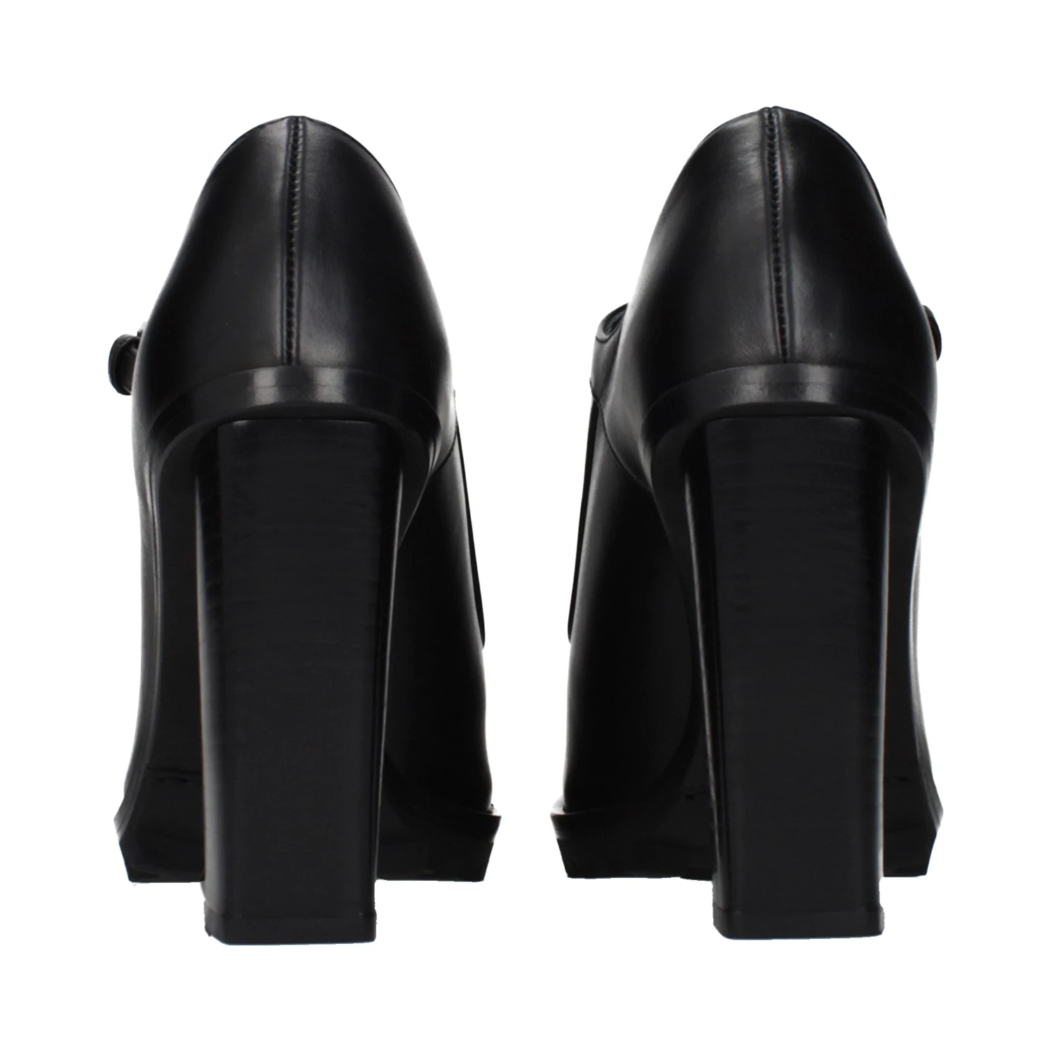 Black Leather High Heel Pumps