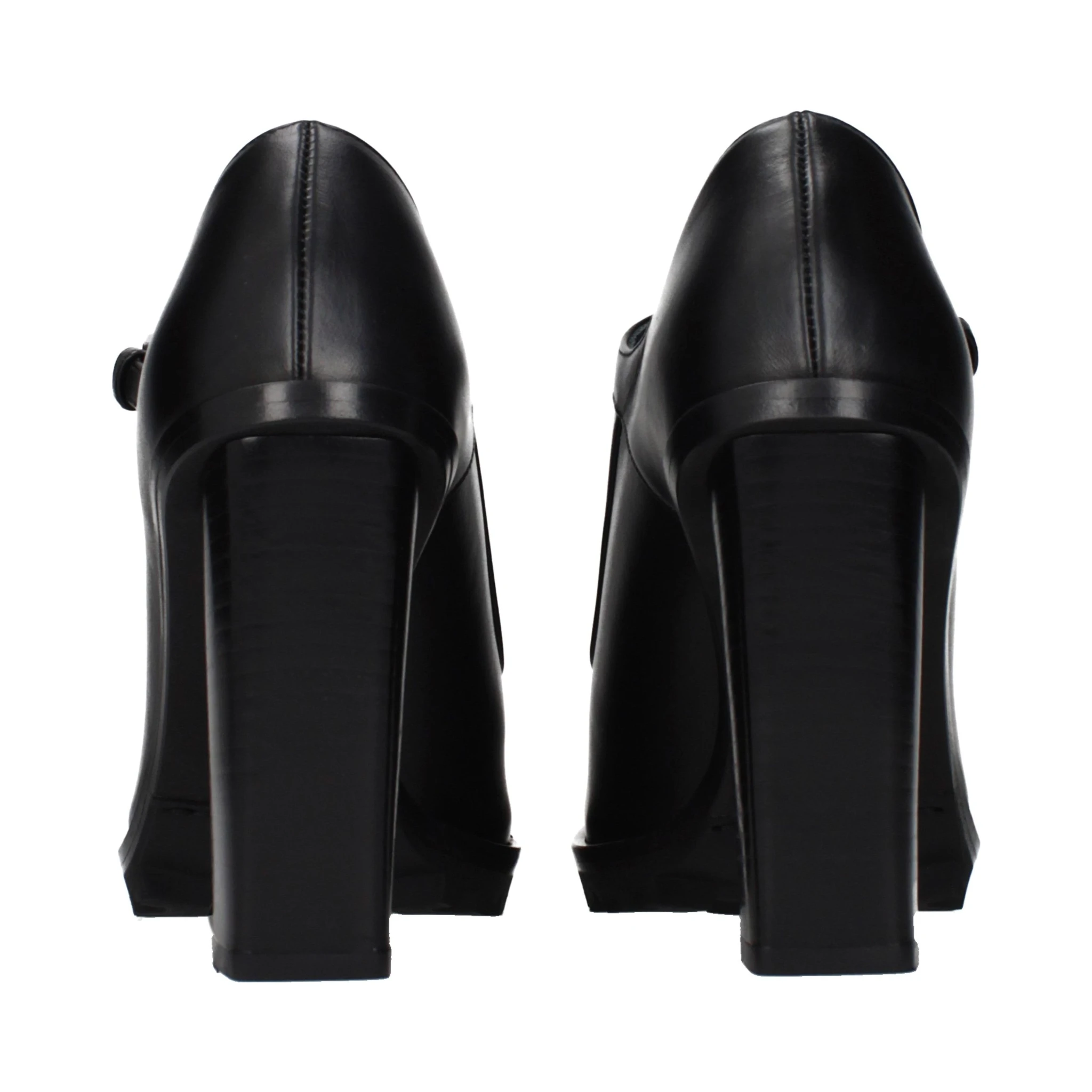 Black Leather High Heel Pumps
