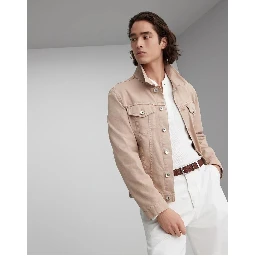 Beige Cotton Denim Jacket