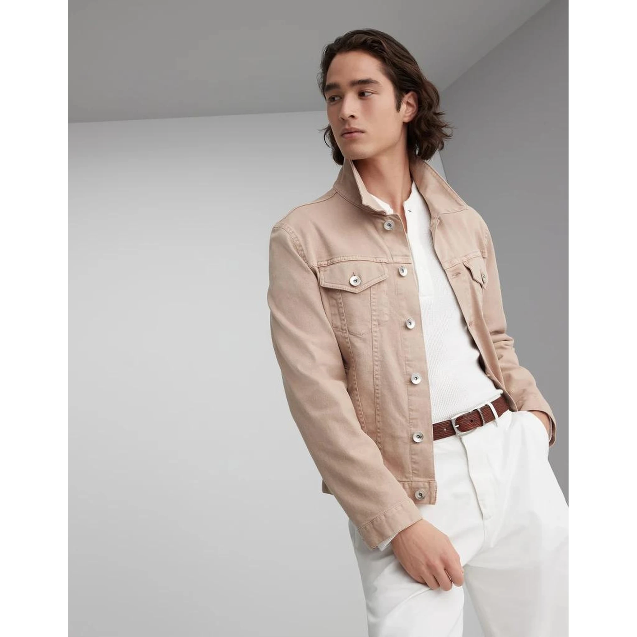 Beige Cotton Denim Jacket
