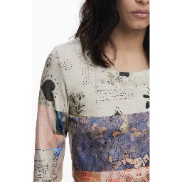 Beige Viscose Women T-Shirt