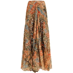 Multicolor Silk Long Skirt