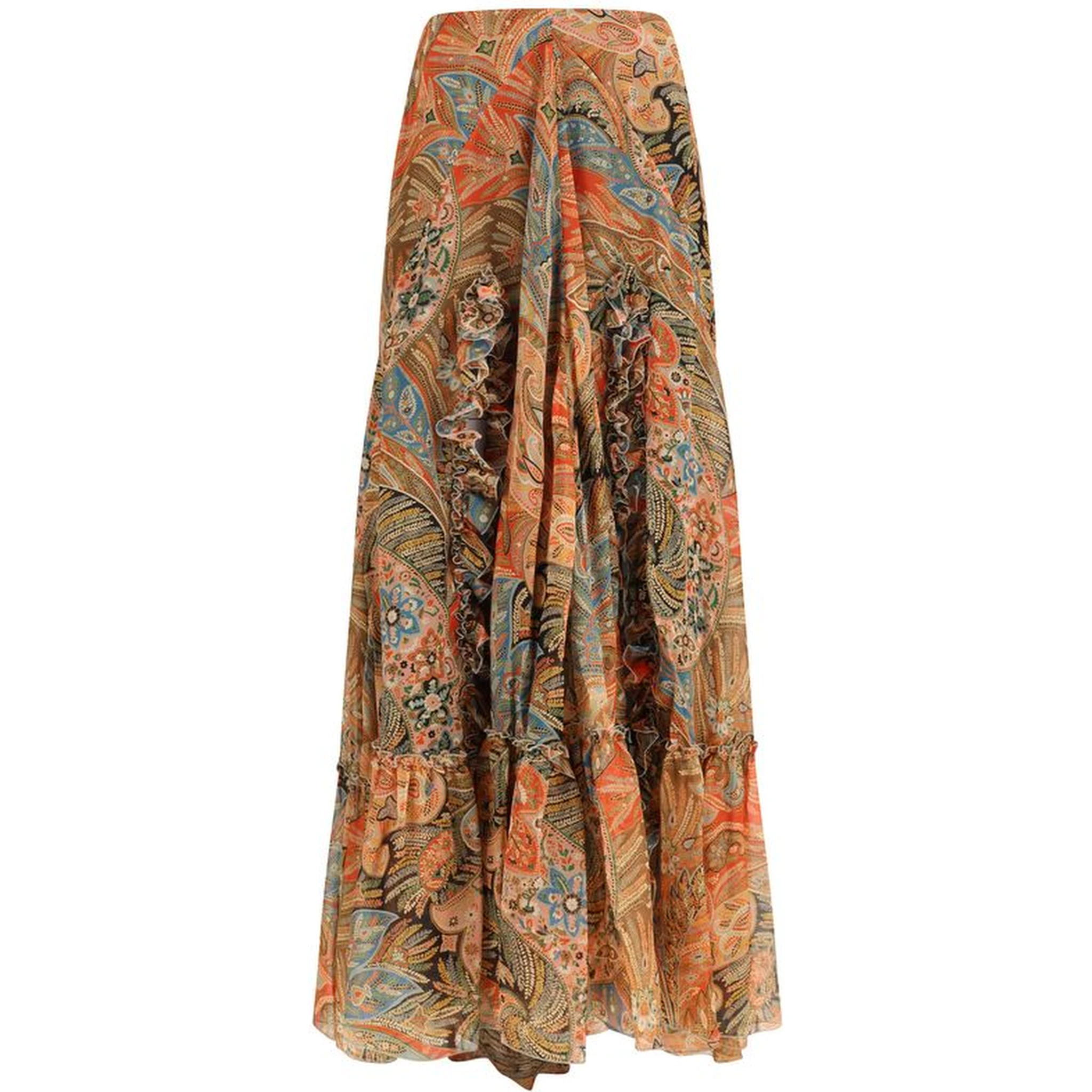 Multicolor Silk Long Skirt