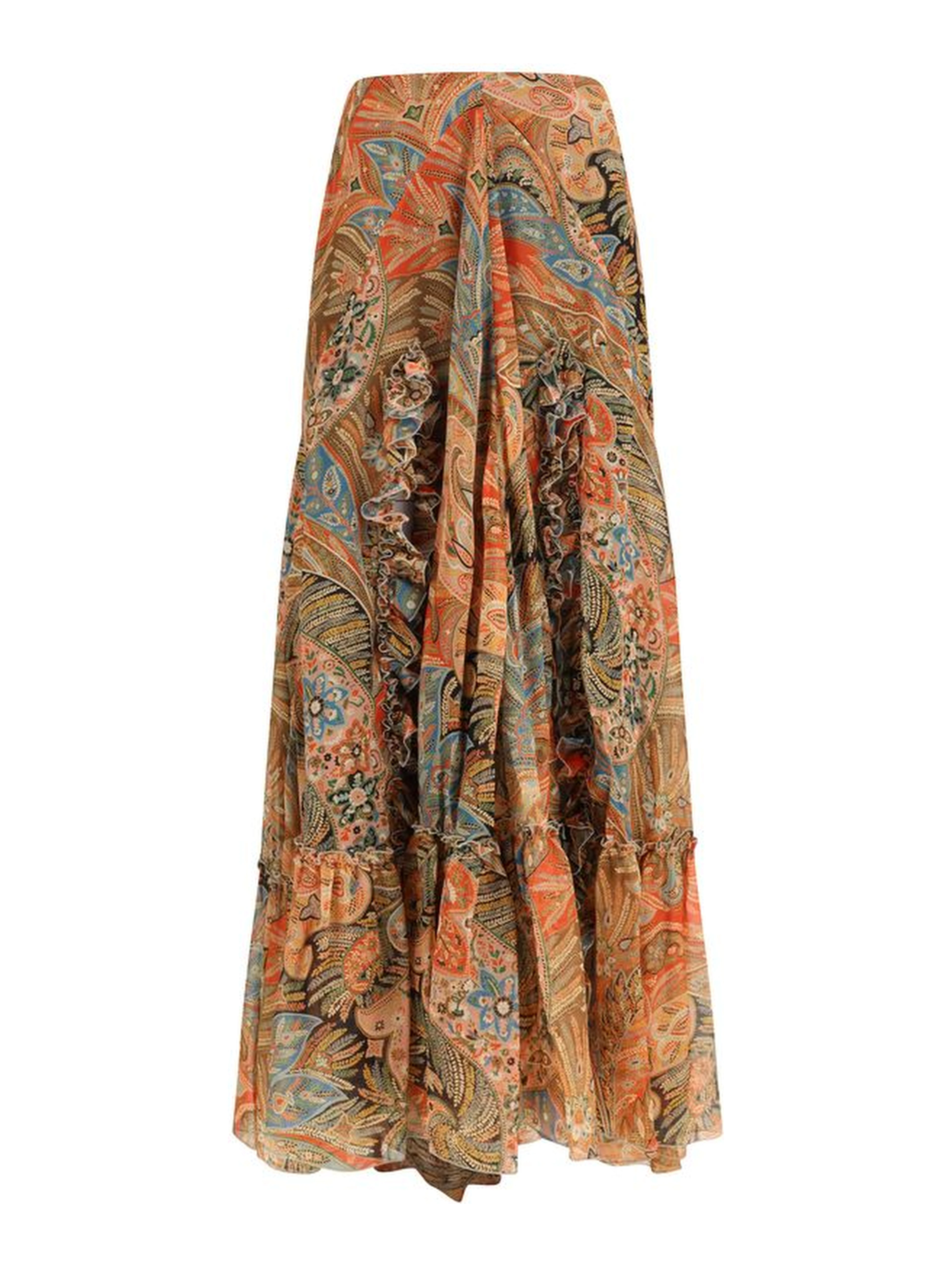 Multicolor Silk Long Skirt