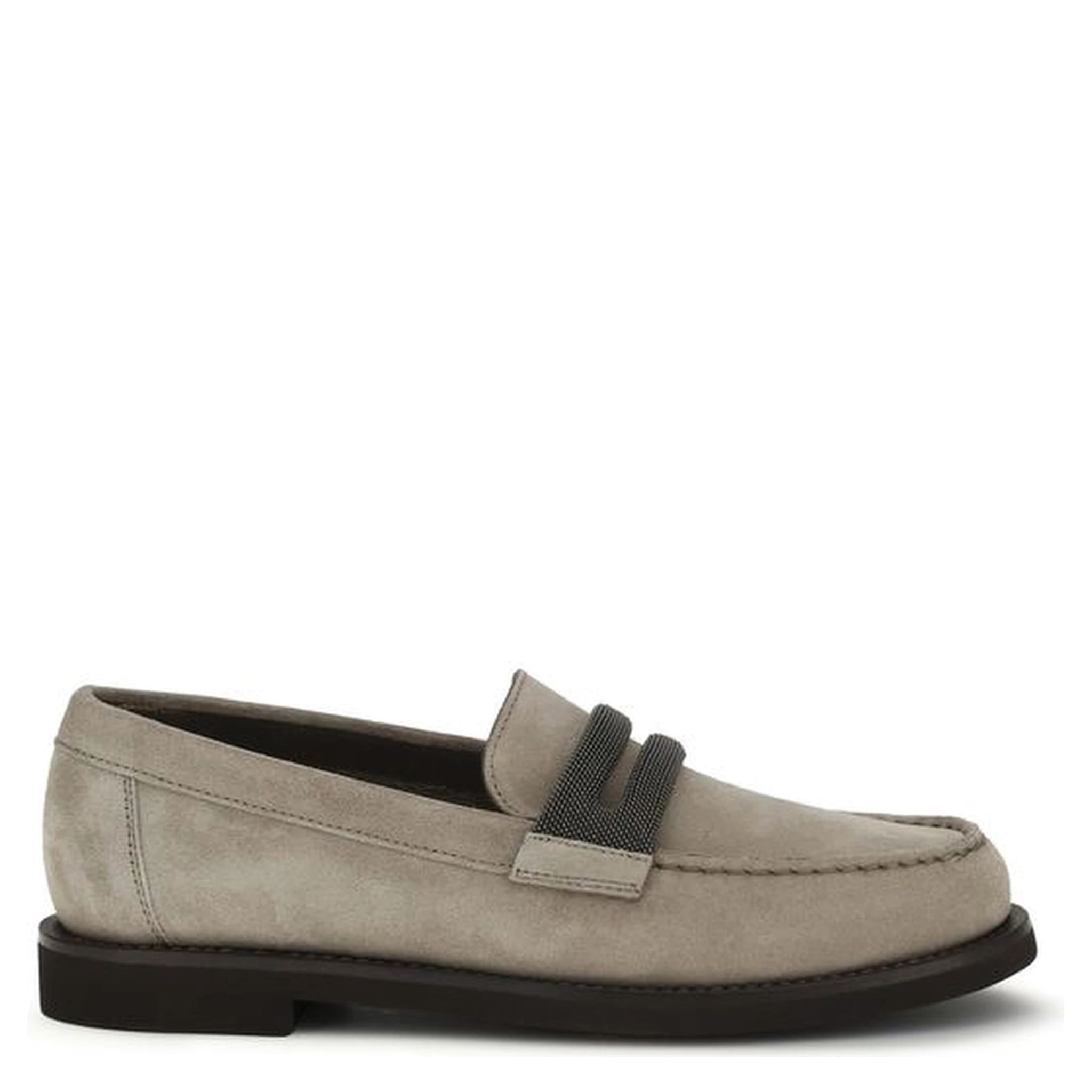 Gray Calf Leather Bos Taurus Slip-On Loafers