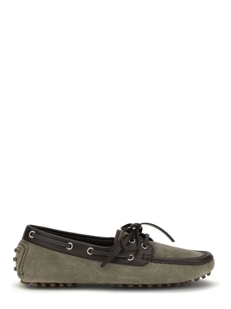 Gray Calf Leather Bos Taurus Slip-On Loafers