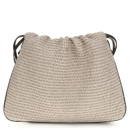 Beige Cotton Shoulder Bag