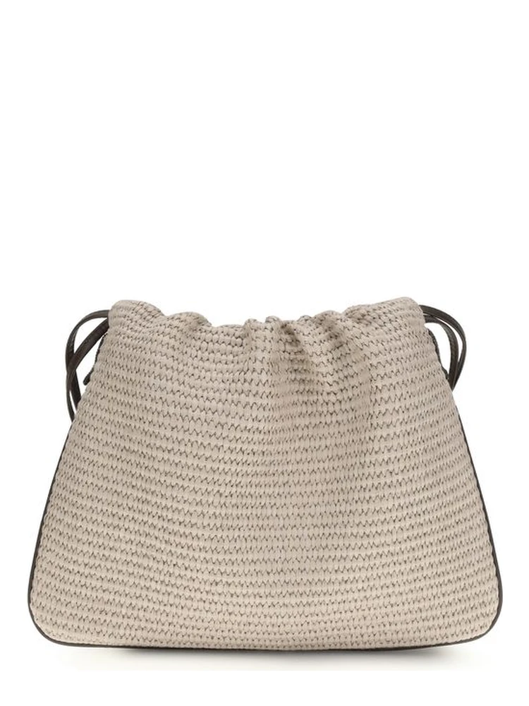 Beige Cotton Shoulder Bag