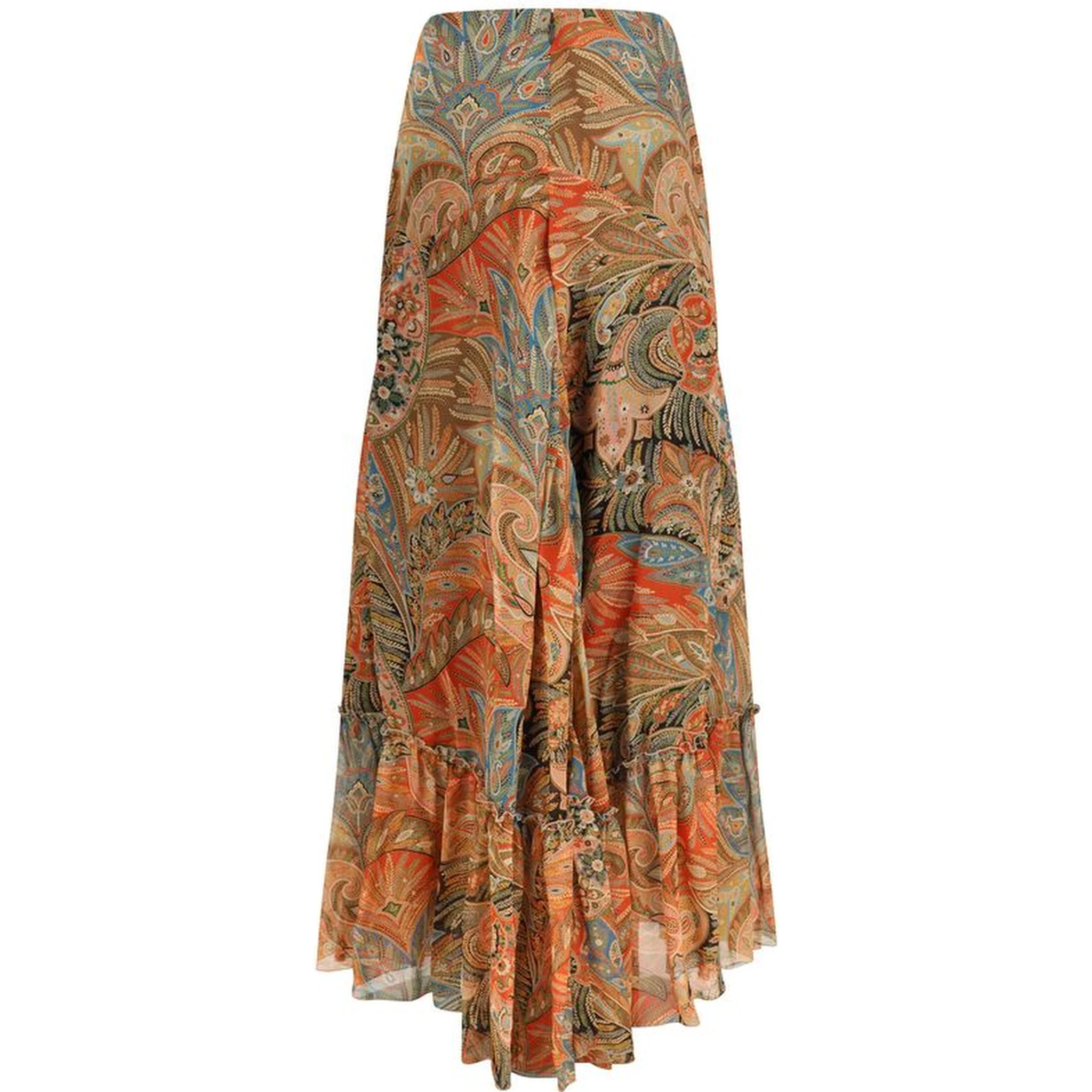 Multicolor Silk Long Skirt
