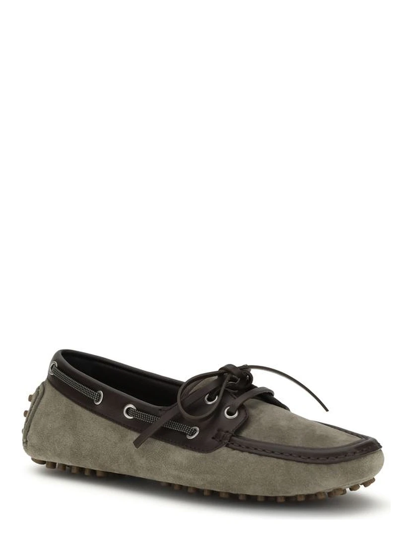 Gray Calf Leather Bos Taurus Slip-On Loafers