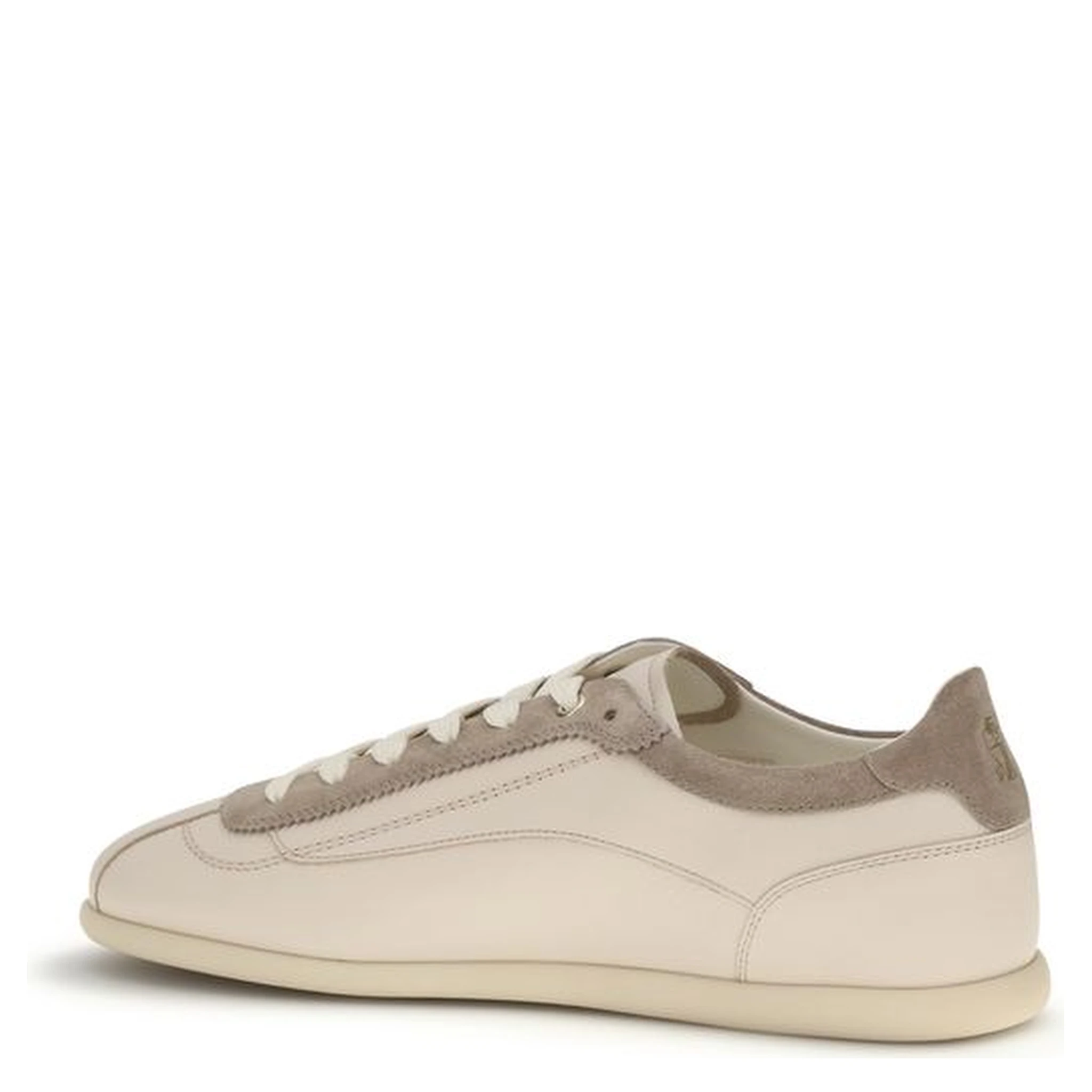 Beige Leather Low Top Sneakers