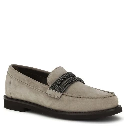 Gray Calf Leather Bos Taurus Slip-On Loafers