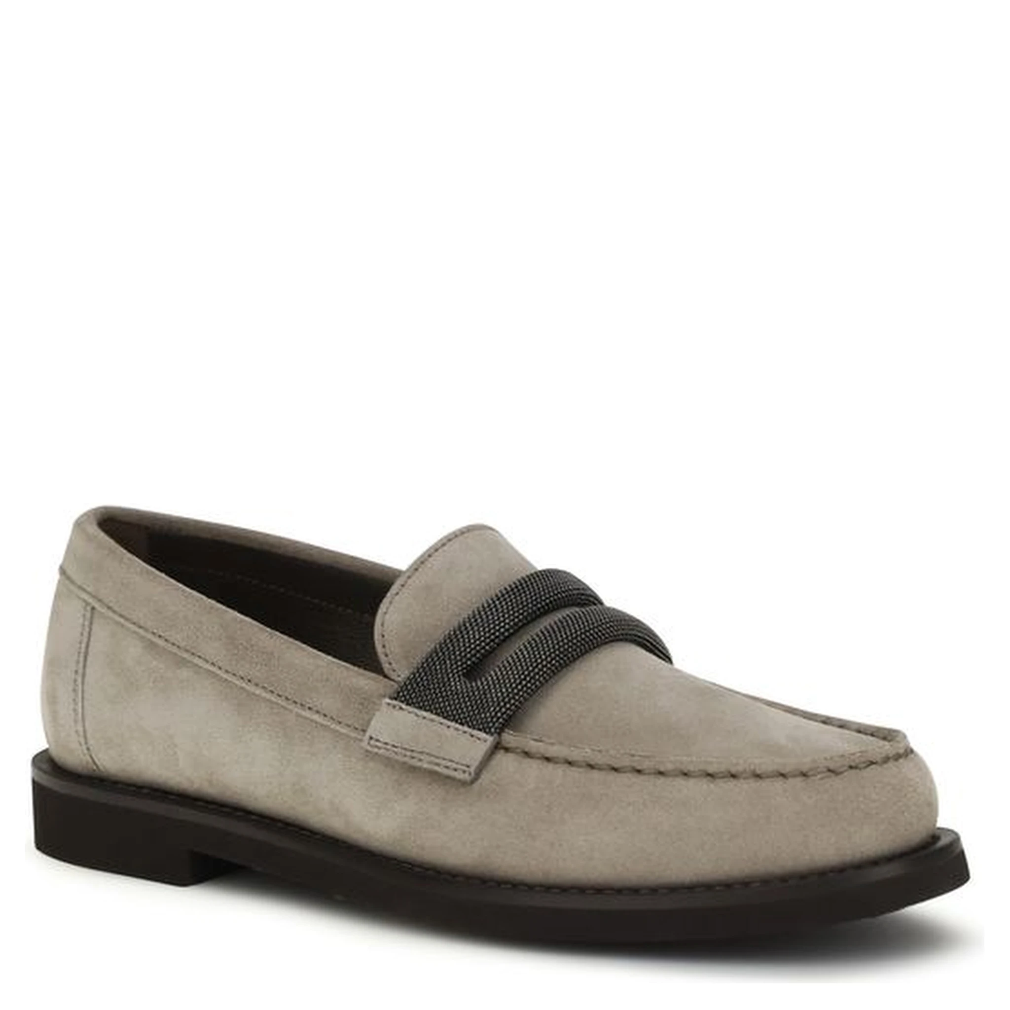 Gray Calf Leather Bos Taurus Slip-On Loafers