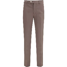 Brown Cotton Casual Pants