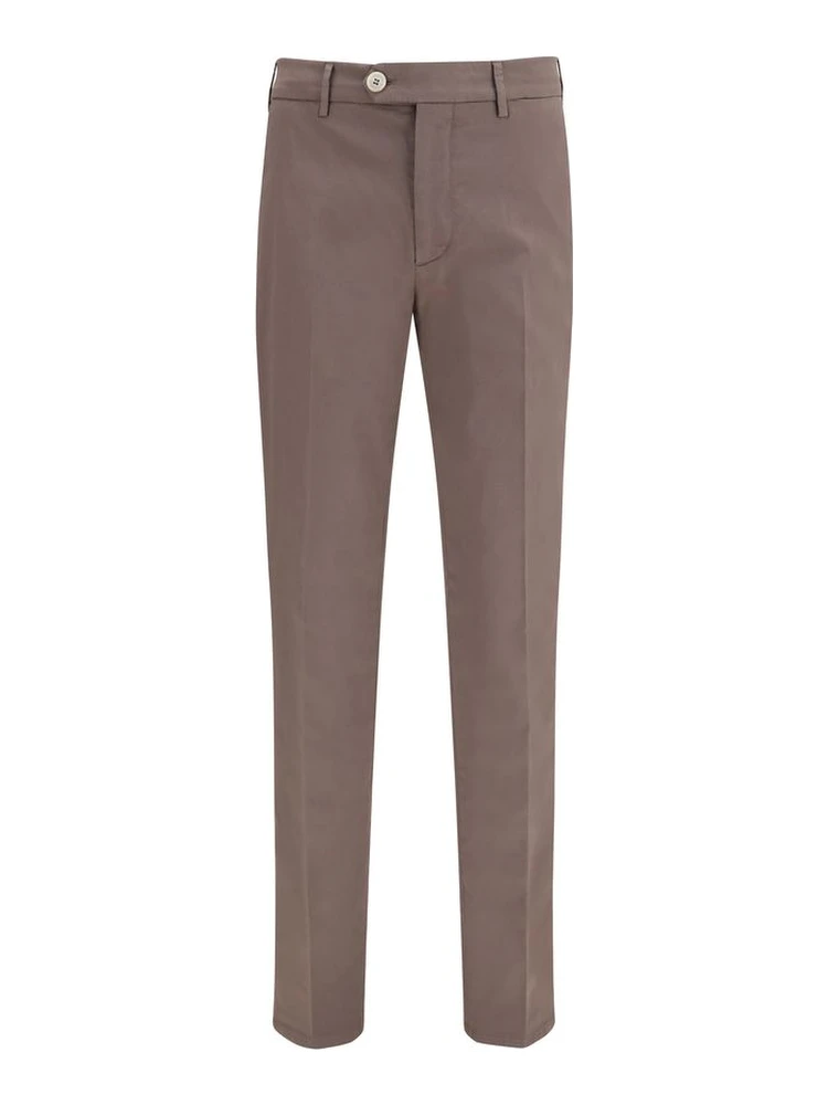 Brown Cotton Casual Pants
