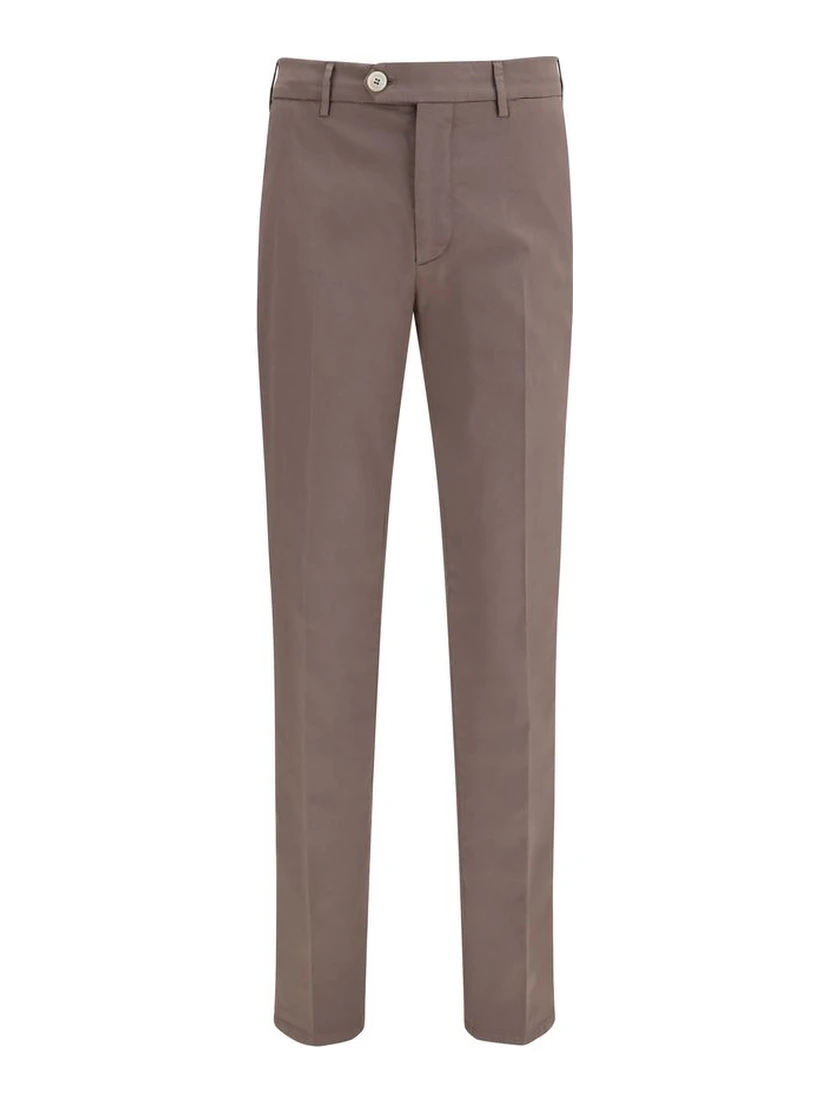 Brown Cotton Casual Pants
