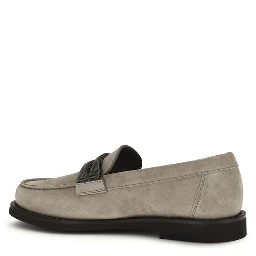 Gray Calf Leather Bos Taurus Slip-On Loafers