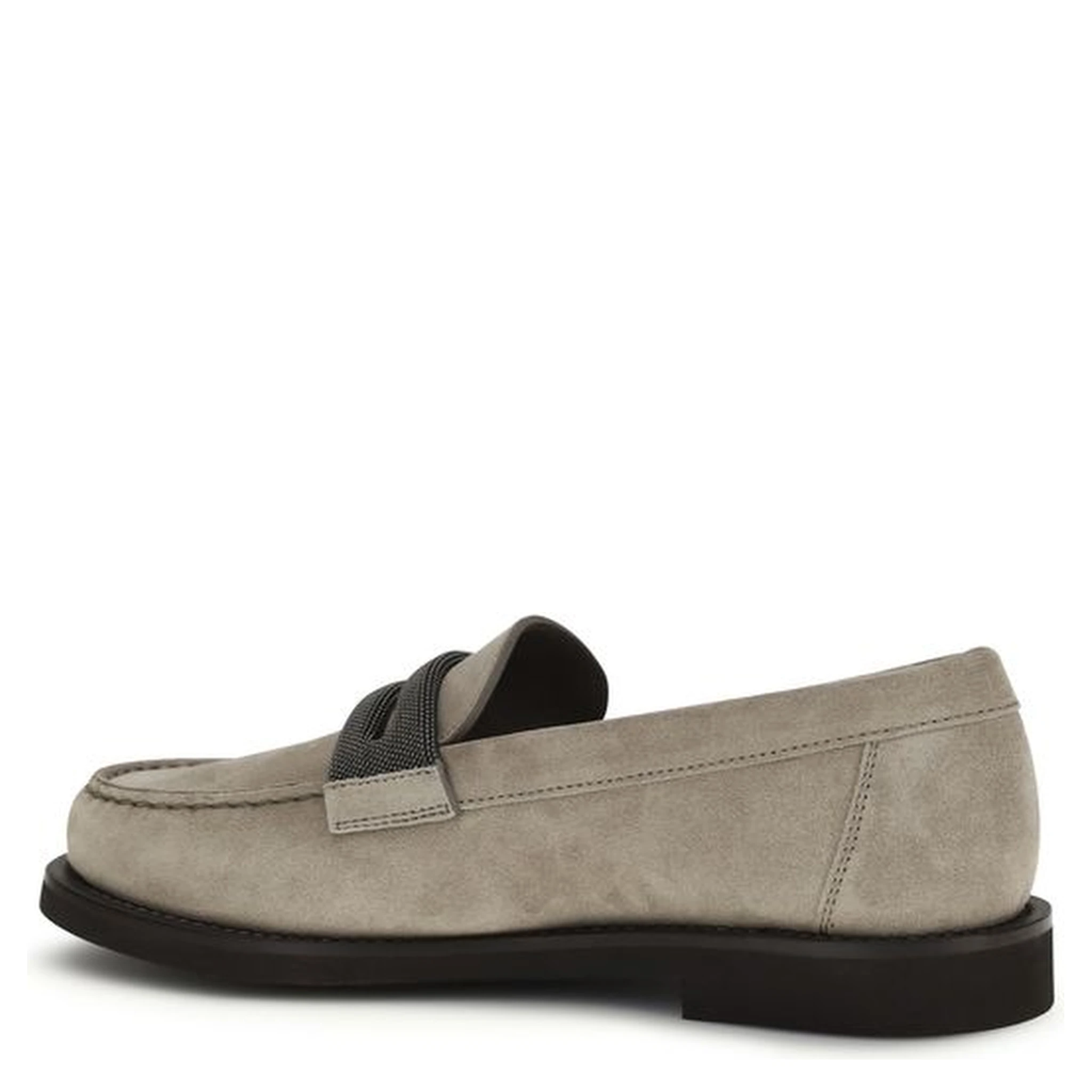 Gray Calf Leather Bos Taurus Slip-On Loafers