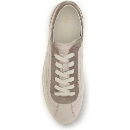 Beige Leather Low Top Sneakers