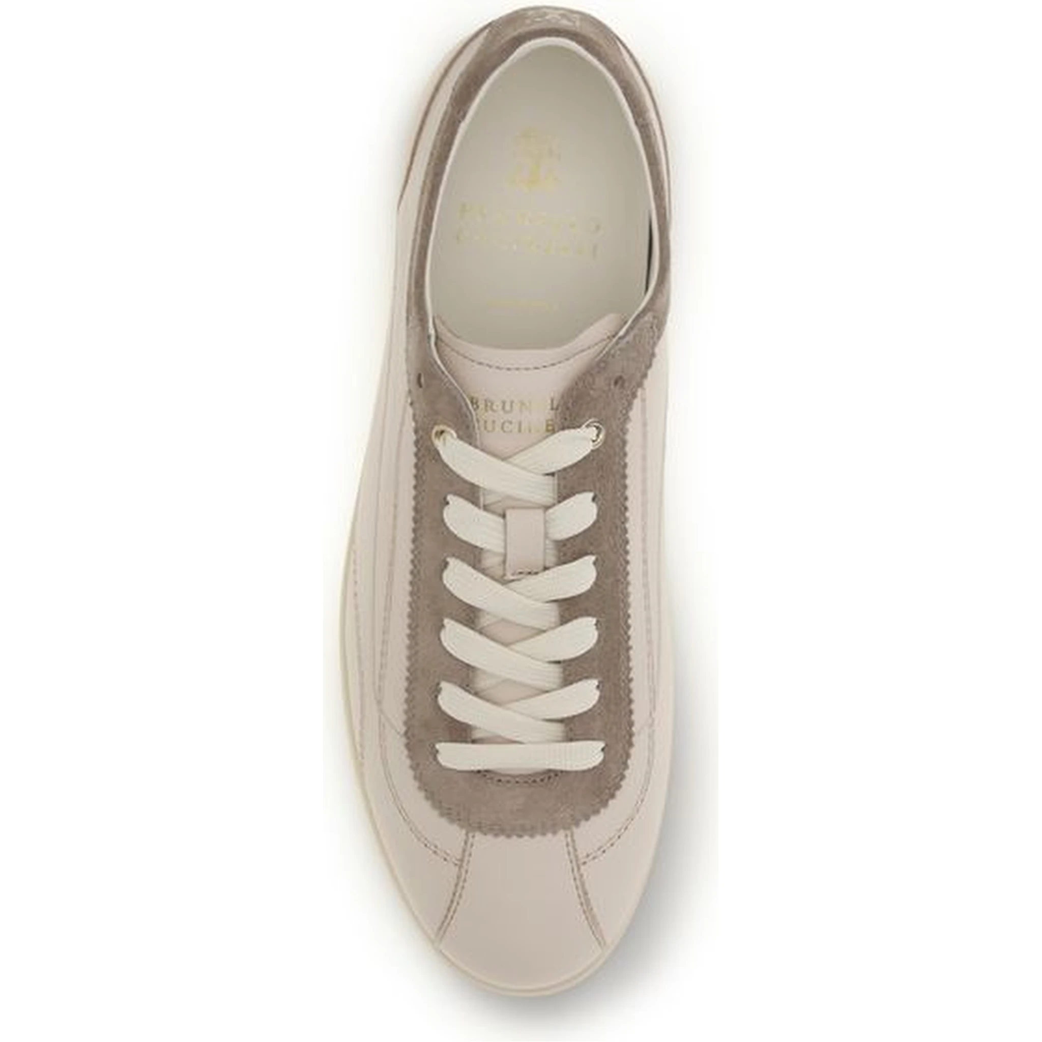 Beige Leather Low Top Sneakers