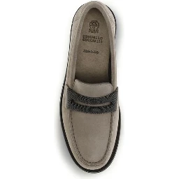 Gray Calf Leather Bos Taurus Slip-On Loafers
