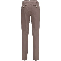 Brown Cotton Casual Pants